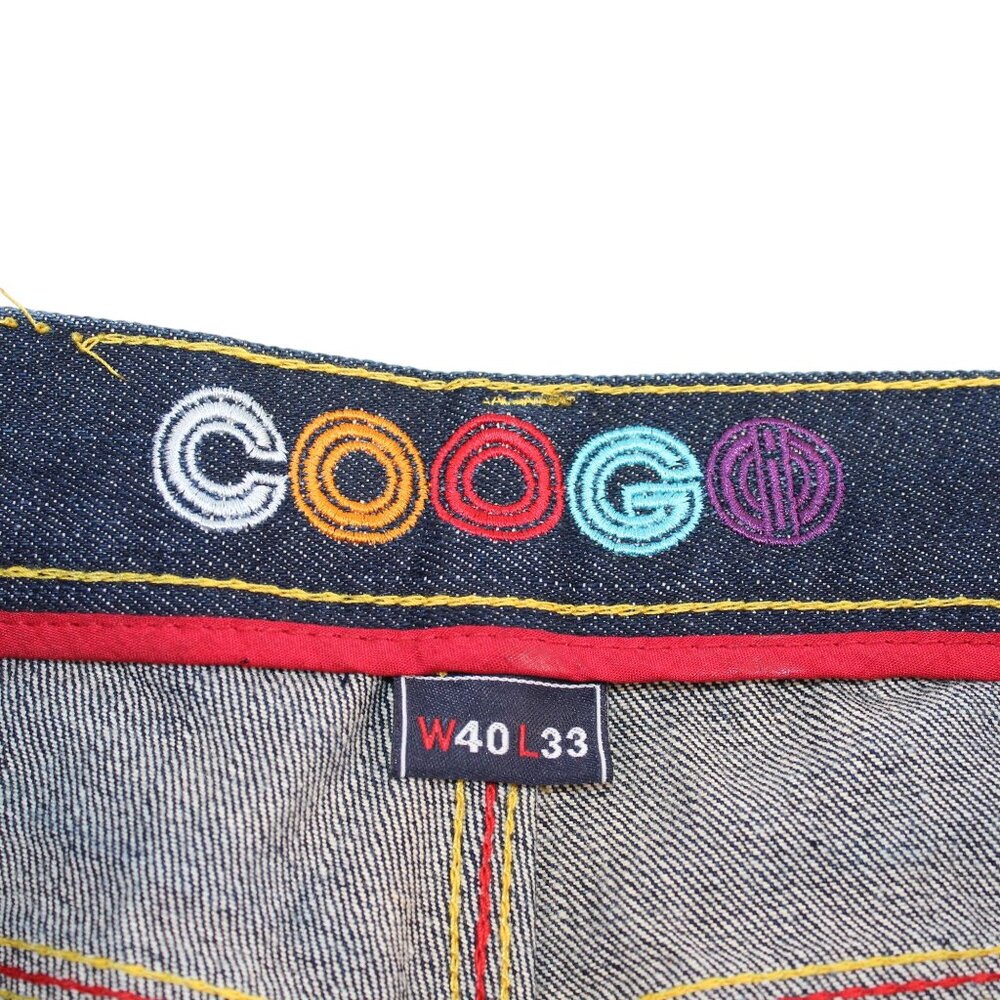 Vintage COOGI Sz 40X32 Y2K Embroidered Rainbow Colors Dk Wash Straight Leg Jeans - Picture 14 of 16